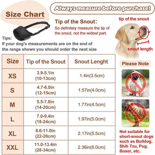 HKM-2088125 Comfortable Mesh Muzzle for Dogs, Adjustable Design for Safe Drinking and Panting, Prevents Biting and Chewing