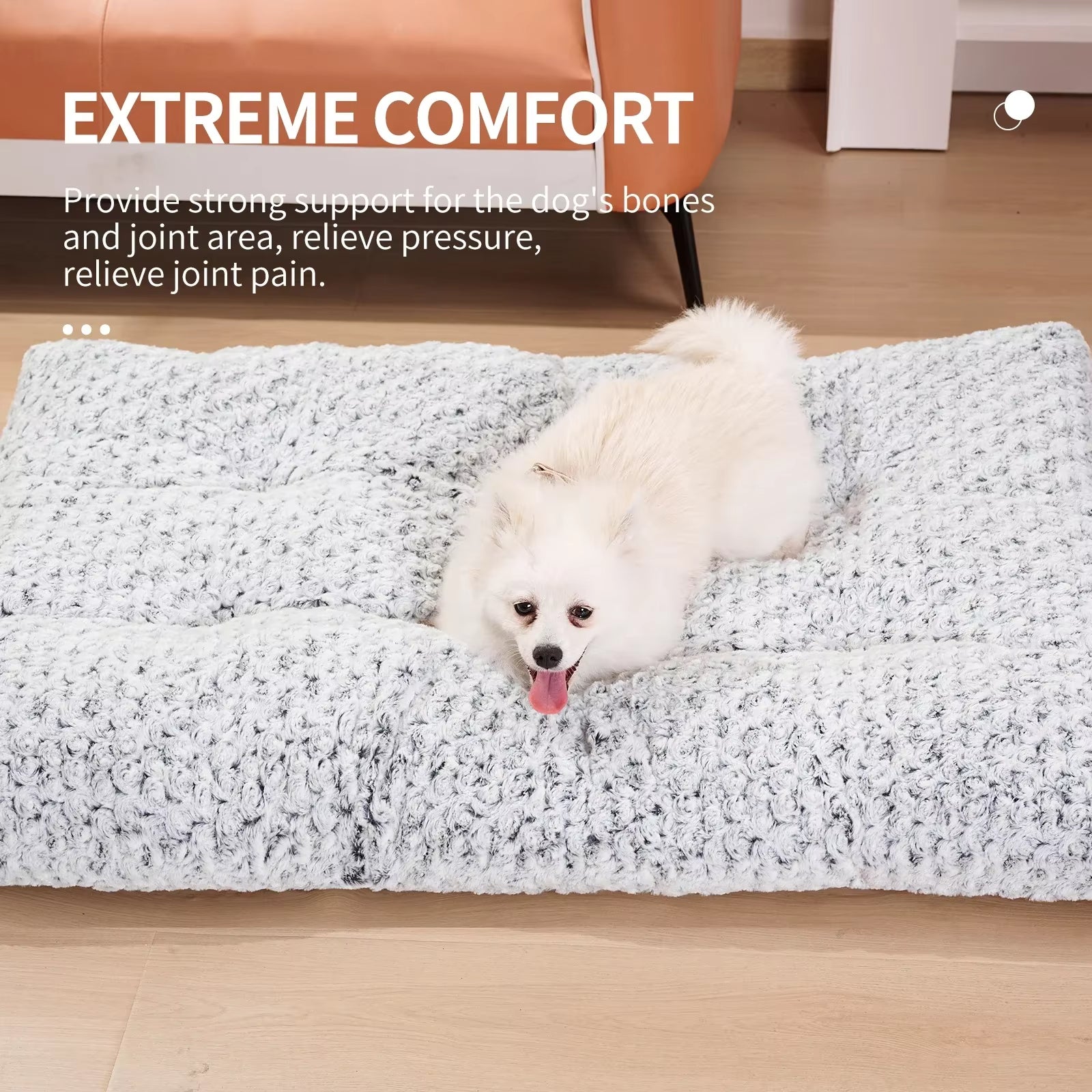HKM-2088509 Plush Washable Dog Bed with Anti-Slip Base for Comfort and Support - Ideal for Home and Travel