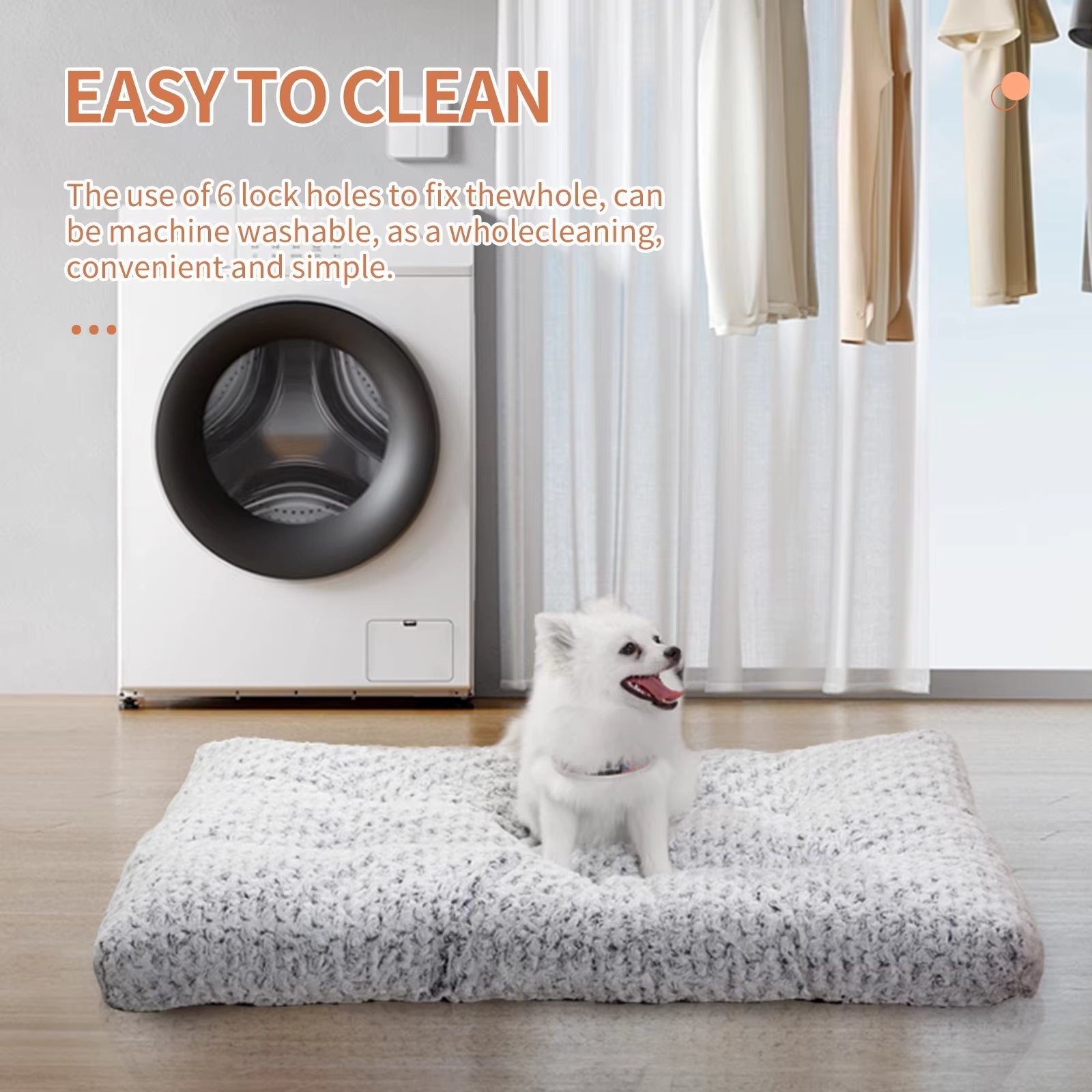 HKM-2088509 Plush Washable Dog Bed with Anti-Slip Base for Comfort and Support - Ideal for Home and Travel