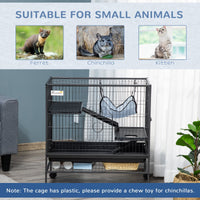HKM-2090301 Small Animal Habitat Cage with Wheels and Removable Tray, 3-Tier Playpen for Rats, Hamsters, Kittens, Ferrets, and Chinchillas