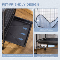 HKM-2090301 Small Animal Habitat Cage with Wheels and Removable Tray, 3-Tier Playpen for Rats, Hamsters, Kittens, Ferrets, and Chinchillas
