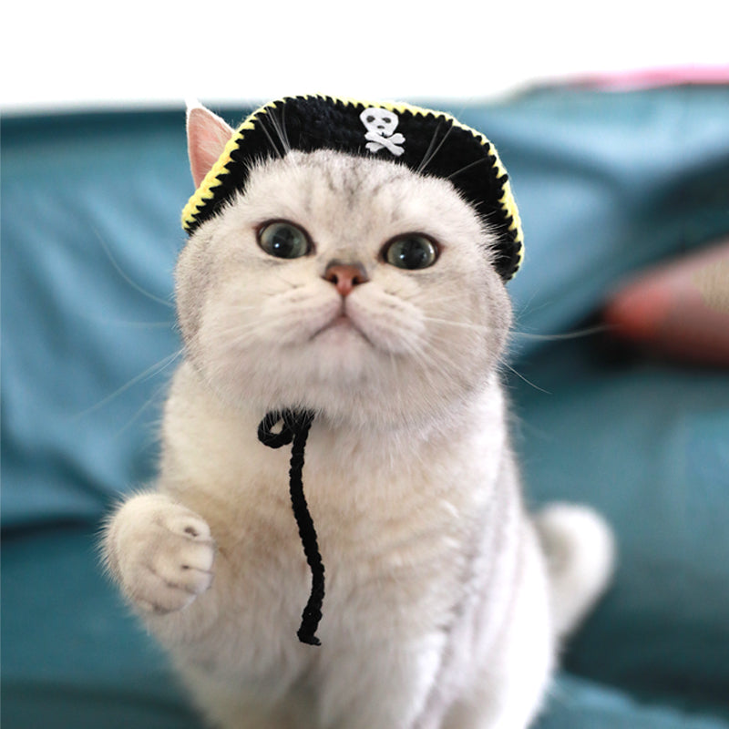 HKM-2091453 Handmade Pirate Hat for Small Pets - Ideal for Kittens and Cats