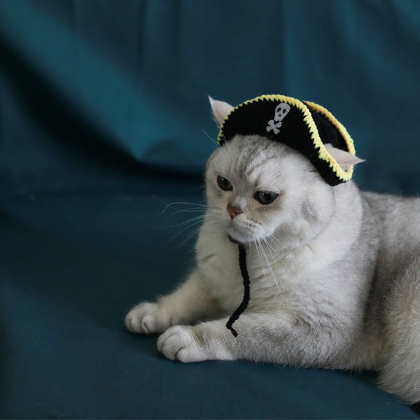 HKM-2091453 Handmade Pirate Hat for Small Pets - Ideal for Kittens and Cats