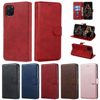 HKM-209171 Classic Solid Color Leather Phone Case for Samsung with Protective Silicone Shell