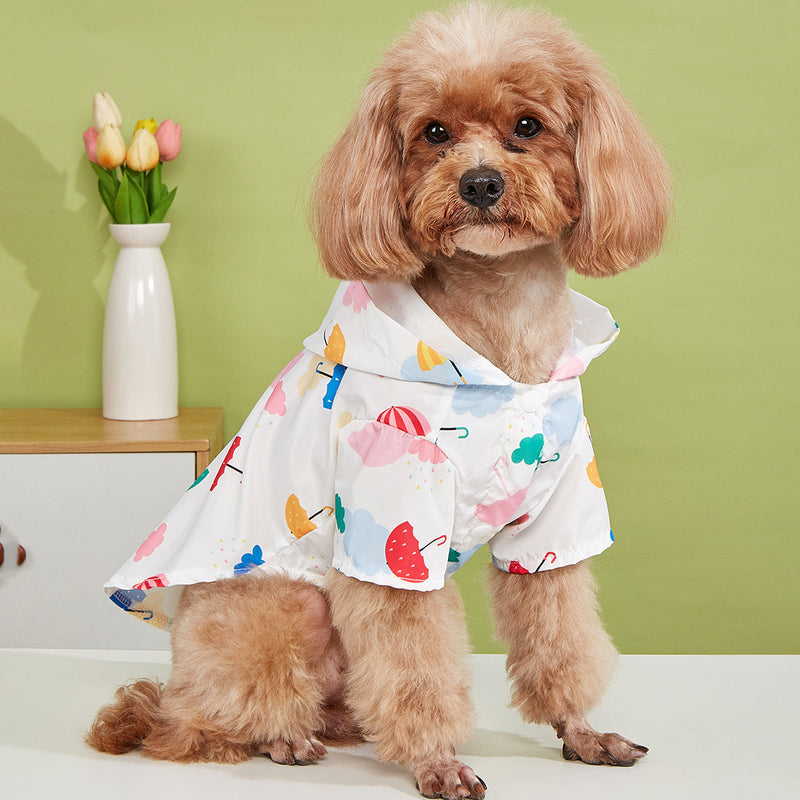 HKM-2092221 Colorful Cartoon Umbrella Pattern Raincoat for Pets in Sizes XS to XL