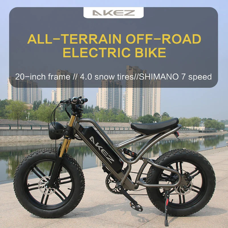 HKM-209235 Akez 20" 48V 750W Fat Tire Electric Snow Bike with Pedal Assist and Hydraulic Disc Brakes