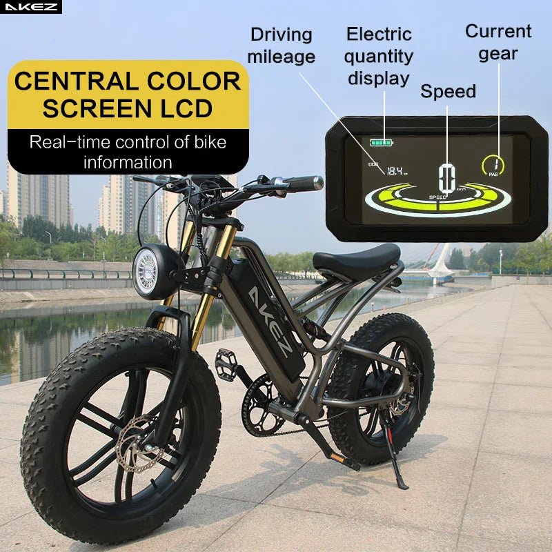 HKM-209235 Akez 20" 48V 750W Fat Tire Electric Snow Bike with Pedal Assist and Hydraulic Disc Brakes