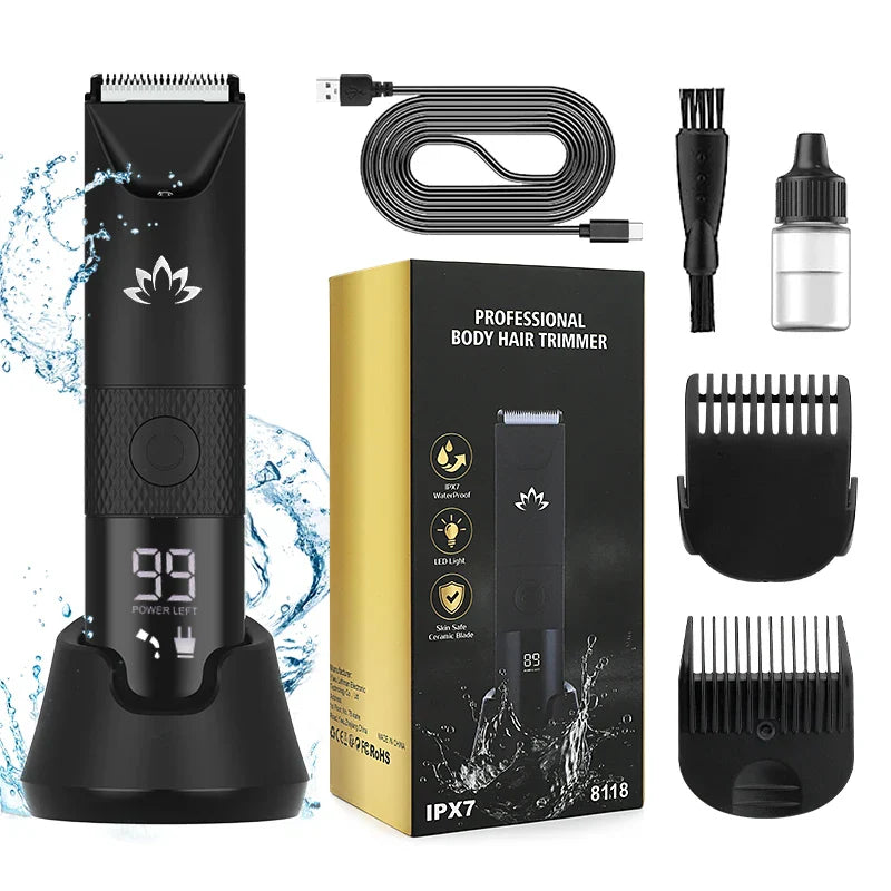 HKM-209235 Waterproof Body Hair Trimmer for Men and Women with 6800RPM Power, Suitable for Bikini and Groin Areas