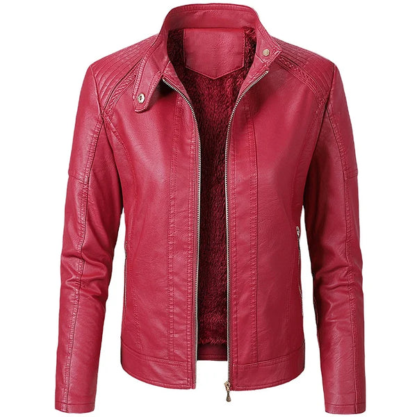 HKM-209299 Hot Selling Sporty Women's PU Leather Jacket with Long Sleeves Customizable Motorcycle Suit for Outfit Clothing