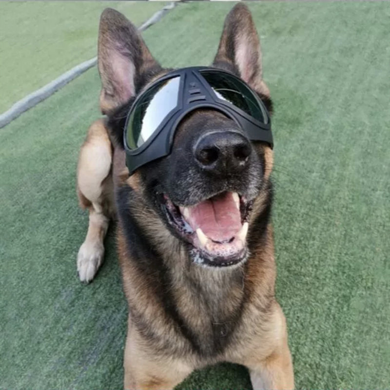 HKM-2094013 Large Dog Sunglasses - UV Protection, Waterproof, and Eye Safety with Adjustable Nylon Strap