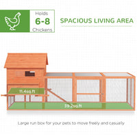 HKM-2096061 145" Wooden Chicken Coop with Run and Removable Tray for Easy Cleaning