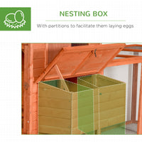HKM-2096061 145" Wooden Chicken Coop with Run and Removable Tray for Easy Cleaning