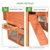 HKM-2096061 145" Wooden Chicken Coop with Run and Removable Tray for Easy Cleaning