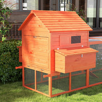 HKM-2096061 145" Wooden Chicken Coop with Run and Removable Tray for Easy Cleaning