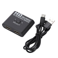 HKM-209747 8K 60Hz HDMI Bidirectional Switcher with 2 Inputs and 1 Output for Dual Monitor Setup