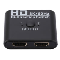 HKM-209747 8K 60Hz HDMI Bidirectional Switcher with 2 Inputs and 1 Output for Dual Monitor Setup
