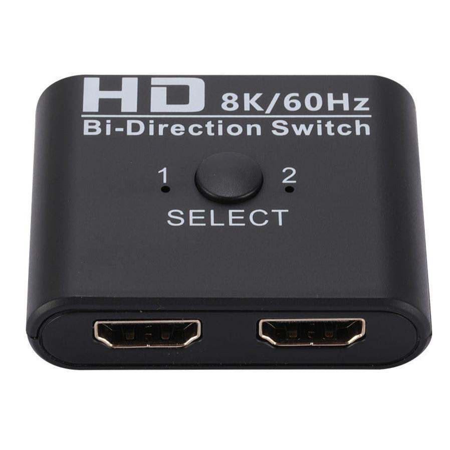 HKM-209747 8K 60Hz HDMI Bidirectional Switcher with 2 Inputs and 1 Output for Dual Monitor Setup