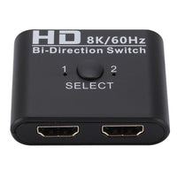 HKM-209747 8K 60Hz HDMI Bidirectional Switcher with 2 Inputs and 1 Output for Dual Monitor Setup