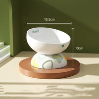 HKM-2098365 Ceramic Oblique Mouth Cat Food and Water Bowl in Floating Cherry Powder and Sycamore Green
