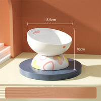HKM-2098365 Ceramic Oblique Mouth Cat Food and Water Bowl in Floating Cherry Powder and Sycamore Green