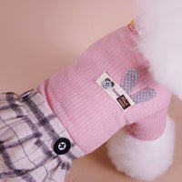 HKM-2098749 Cozy Four-Legged Autumn and Winter Dog Clothes in Pink and Beige, Cotton Material, Sizes XS-XXL