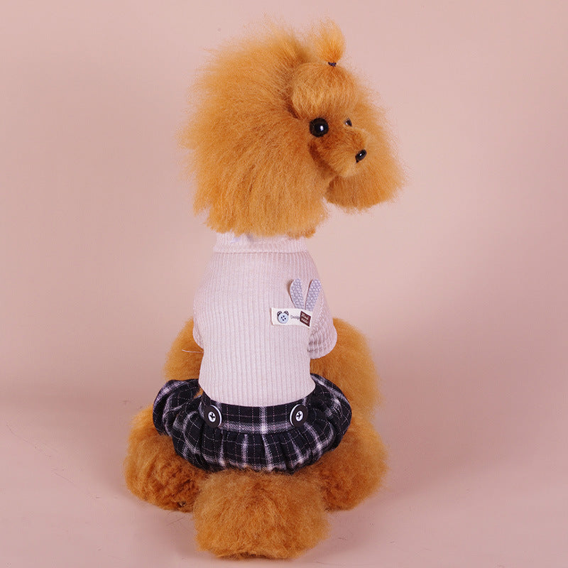 HKM-2098749 Cozy Four-Legged Autumn and Winter Dog Clothes in Pink and Beige, Cotton Material, Sizes XS-XXL