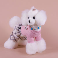 HKM-2098749 Cozy Four-Legged Autumn and Winter Dog Clothes in Pink and Beige, Cotton Material, Sizes XS-XXL