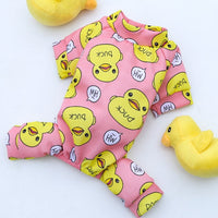 HKM-2099005 Duck Cartoon Pajamas for Dogs and Cats - Four-Legged Cozy Pet Outfits in Pink and Blue
