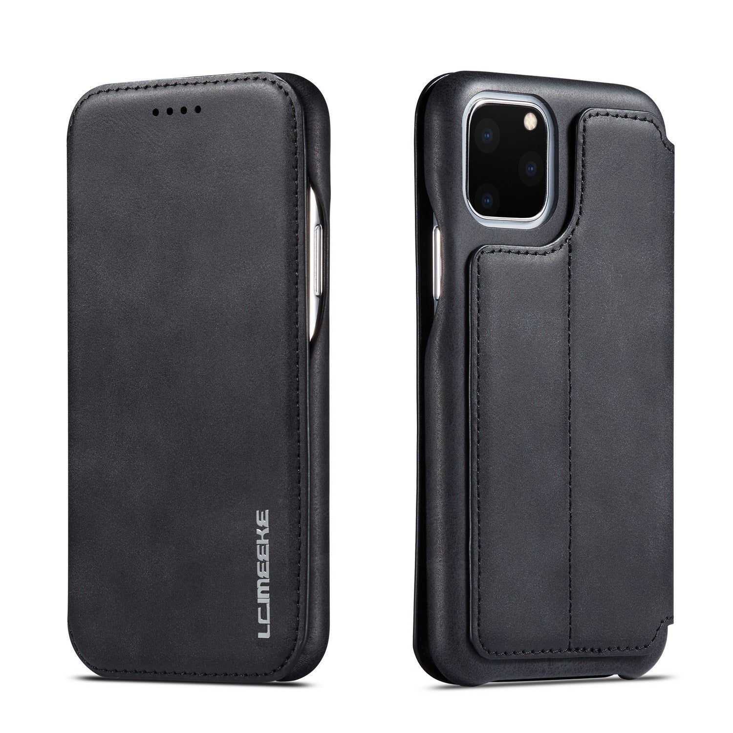 HKM-209939 Ultra-Thin Flip Holster Case for iPhone SE 2020, 11 Pro Max, 11, XS Max, 12 Mini, and More - Durable PU+PC Material
