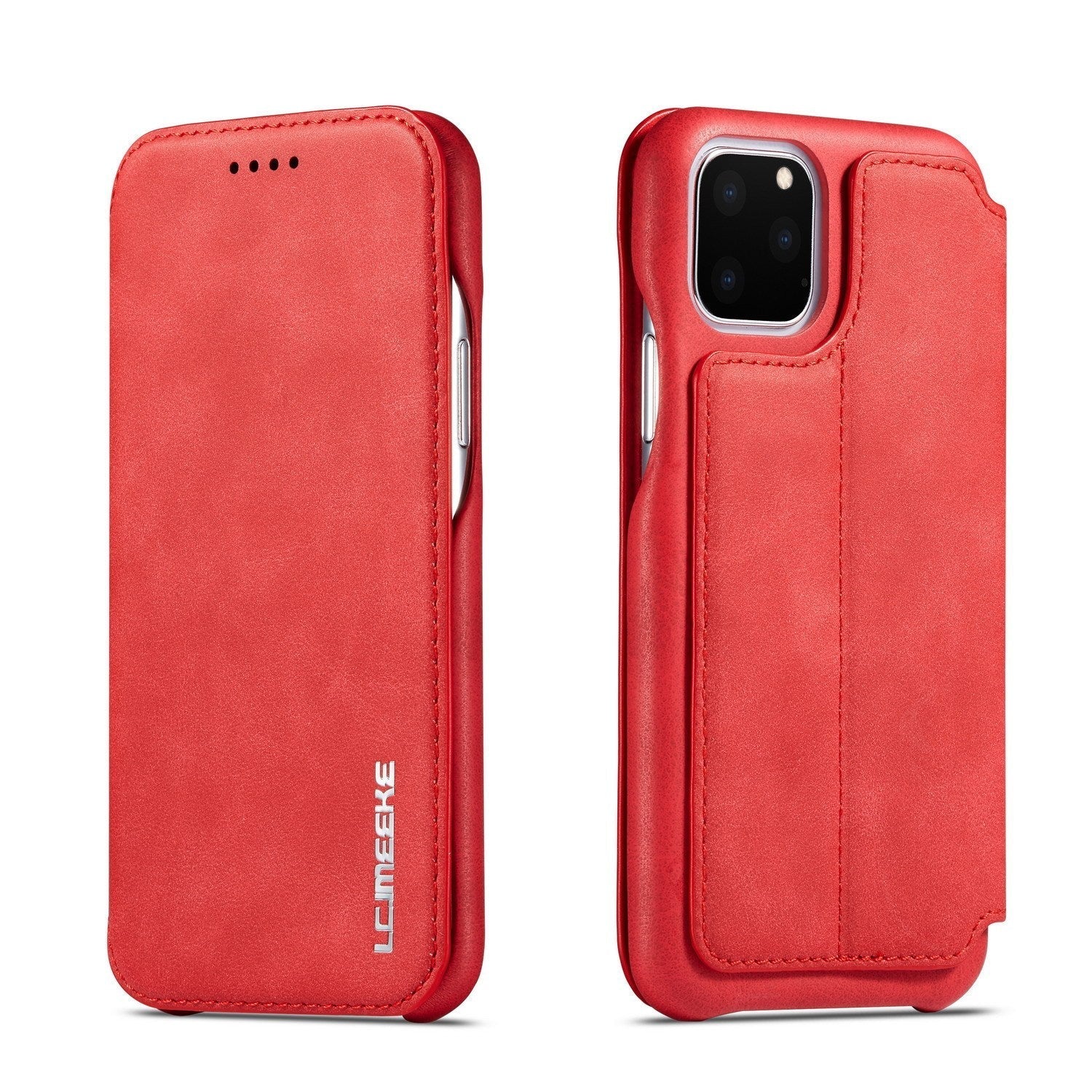 HKM-209939 Ultra-Thin Flip Holster Case for iPhone SE 2020, 11 Pro Max, 11, XS Max, 12 Mini, and More - Durable PU+PC Material