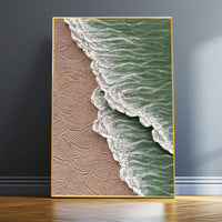 HKM-210003 Hand-Painted Ocean Waves Canvas Art for Living Room Decor - Unique Modern Texture Painting