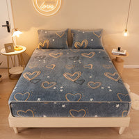 HKM-210067 Flannel Fitted Sheet with Cartoon Snowflake Patterns – Available in Multiple Sizes and Designs