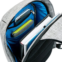 HKM-210131 Men's Korean Style Casual Shoulder Messenger Bag - Soft Polyester, 20L Capacity, Blue/Black/Gray