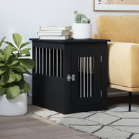 HKM-2102205 Furniture-Style Dog Cage with Steel Bars and Engineered Wood, Double Function as Pet Crate and Side Table