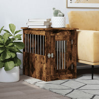 HKM-2102205 Furniture-Style Dog Cage with Steel Bars and Engineered Wood, Double Function as Pet Crate and Side Table