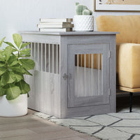 HKM-2102205 Furniture-Style Dog Cage with Steel Bars and Engineered Wood, Double Function as Pet Crate and Side Table