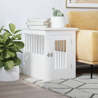 HKM-2102205 Furniture-Style Dog Cage with Steel Bars and Engineered Wood, Double Function as Pet Crate and Side Table