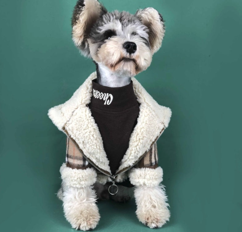 HKM-2102717 Padded High Neck Long Sleeve Shirt for Dogs and Cats in Brown, Black, Gray