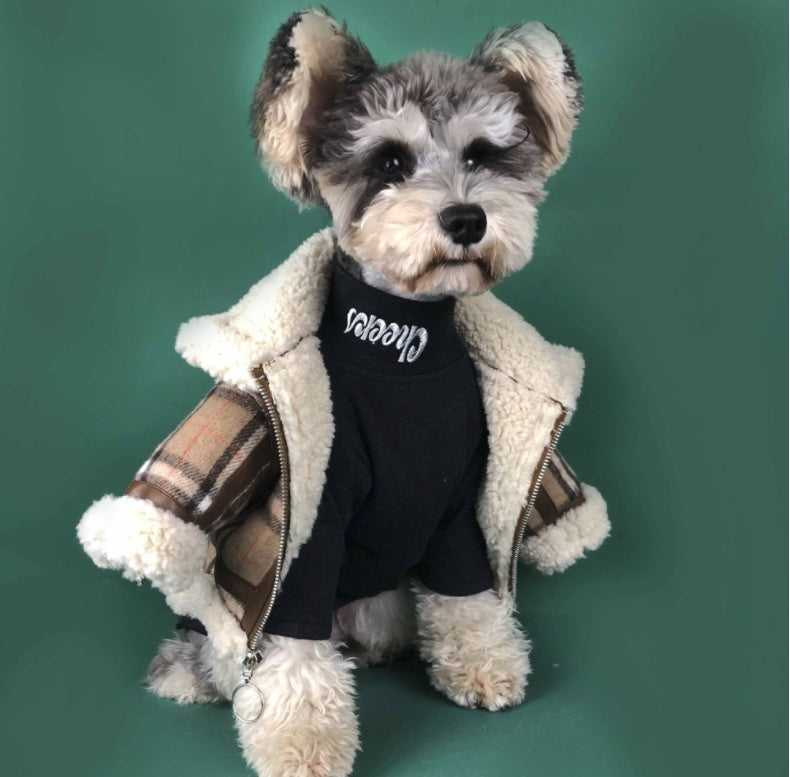 HKM-2102717 Padded High Neck Long Sleeve Shirt for Dogs and Cats in Brown, Black, Gray