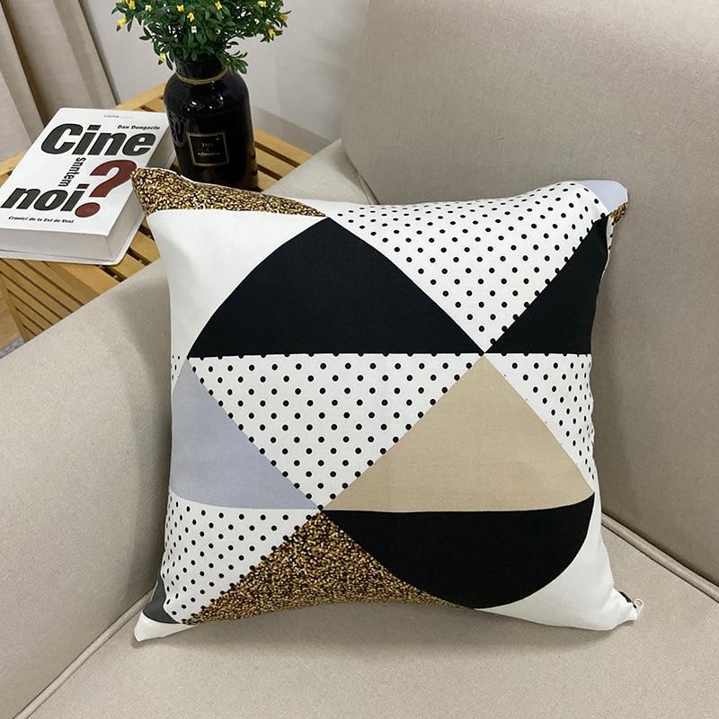 HKM-210387 Black and Gold Throw Pillow Covers - Set of 2, 45 x 45cm, Abrasive Cloth for Home and Outdoor Decor