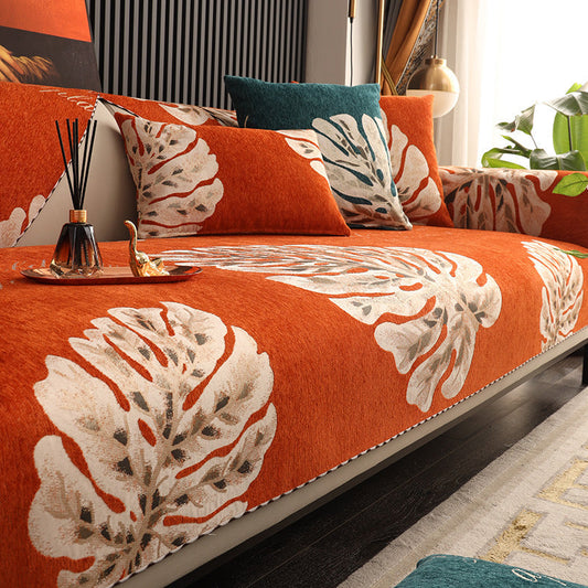 HKM-210387 Chenille Sofa Cover in Tropical Rainforest Colors, Various Sizes