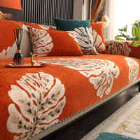 HKM-210387 Chenille Sofa Cover in Tropical Rainforest Colors, Various Sizes