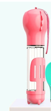 HKM-2103997 Multi-Functional Pet Water Bottle with Waste Bag and Shovel, 300ml - Available in Yellow, Pink, Blue, Green