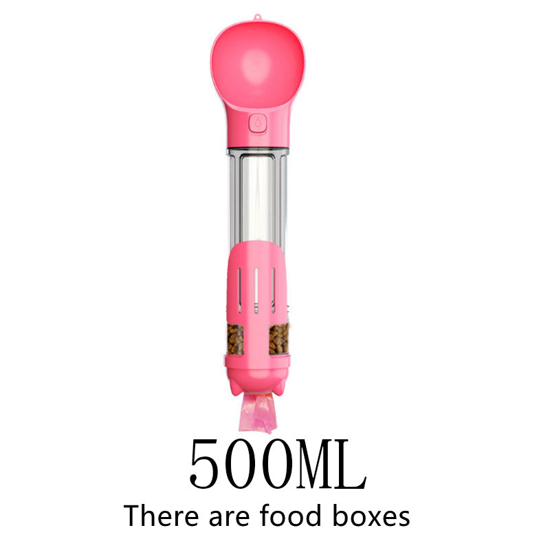 HKM-2103997 Multi-Functional Pet Water Bottle with Waste Bag and Shovel, 300ml - Available in Yellow, Pink, Blue, Green