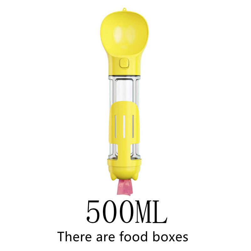 HKM-2103997 Multi-Functional Pet Water Bottle with Waste Bag and Shovel, 300ml - Available in Yellow, Pink, Blue, Green