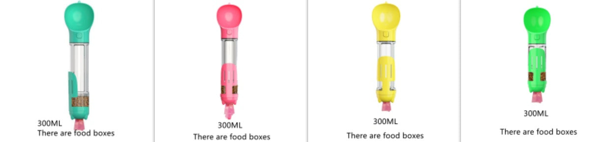 HKM-2103997 Multi-Functional Pet Water Bottle with Waste Bag and Shovel, 300ml - Available in Yellow, Pink, Blue, Green