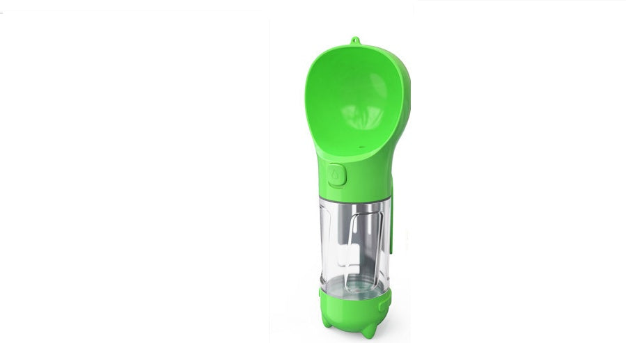 HKM-2103997 Multi-Functional Pet Water Bottle with Waste Bag and Shovel, 300ml - Available in Yellow, Pink, Blue, Green