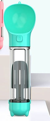 HKM-2103997 Multi-Functional Pet Water Bottle with Waste Bag and Shovel, 300ml - Available in Yellow, Pink, Blue, Green