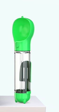 HKM-2103997 Multi-Functional Pet Water Bottle with Waste Bag and Shovel, 300ml - Available in Yellow, Pink, Blue, Green