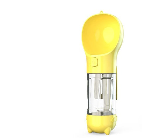 HKM-2103997 Multi-Functional Pet Water Bottle with Waste Bag and Shovel, 300ml - Available in Yellow, Pink, Blue, Green